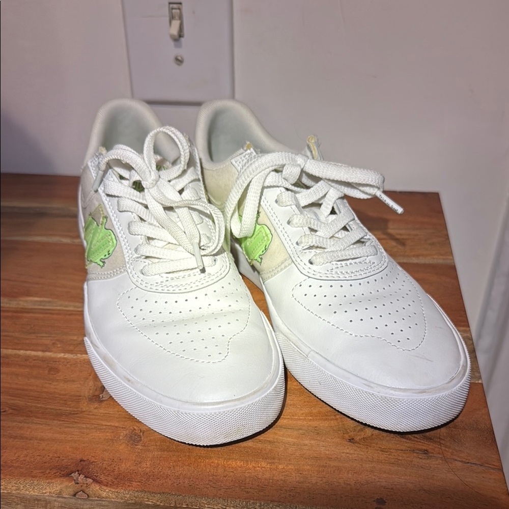 New Balance White Sneakers with Green Ghost Logo
